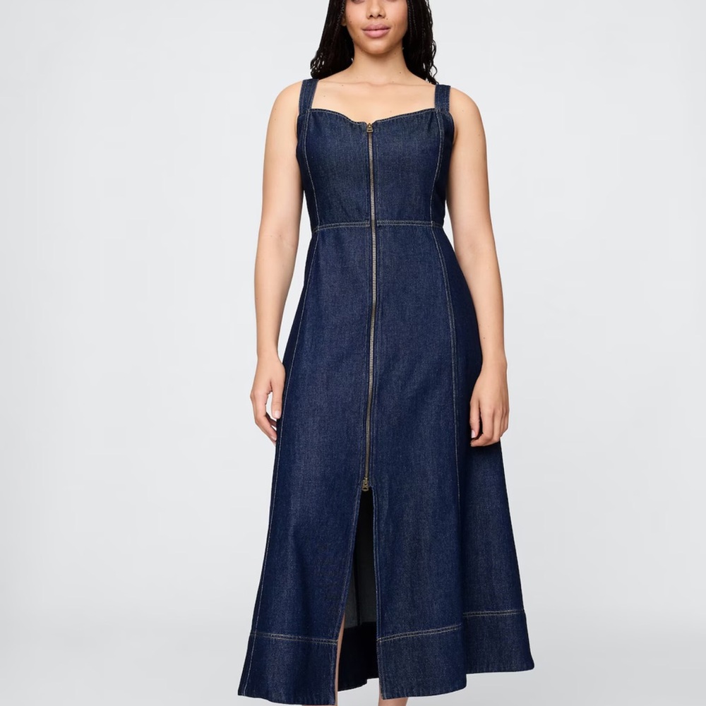 NWT GAP Women's Dark Blue Denim Dress - Picture 1 of 8